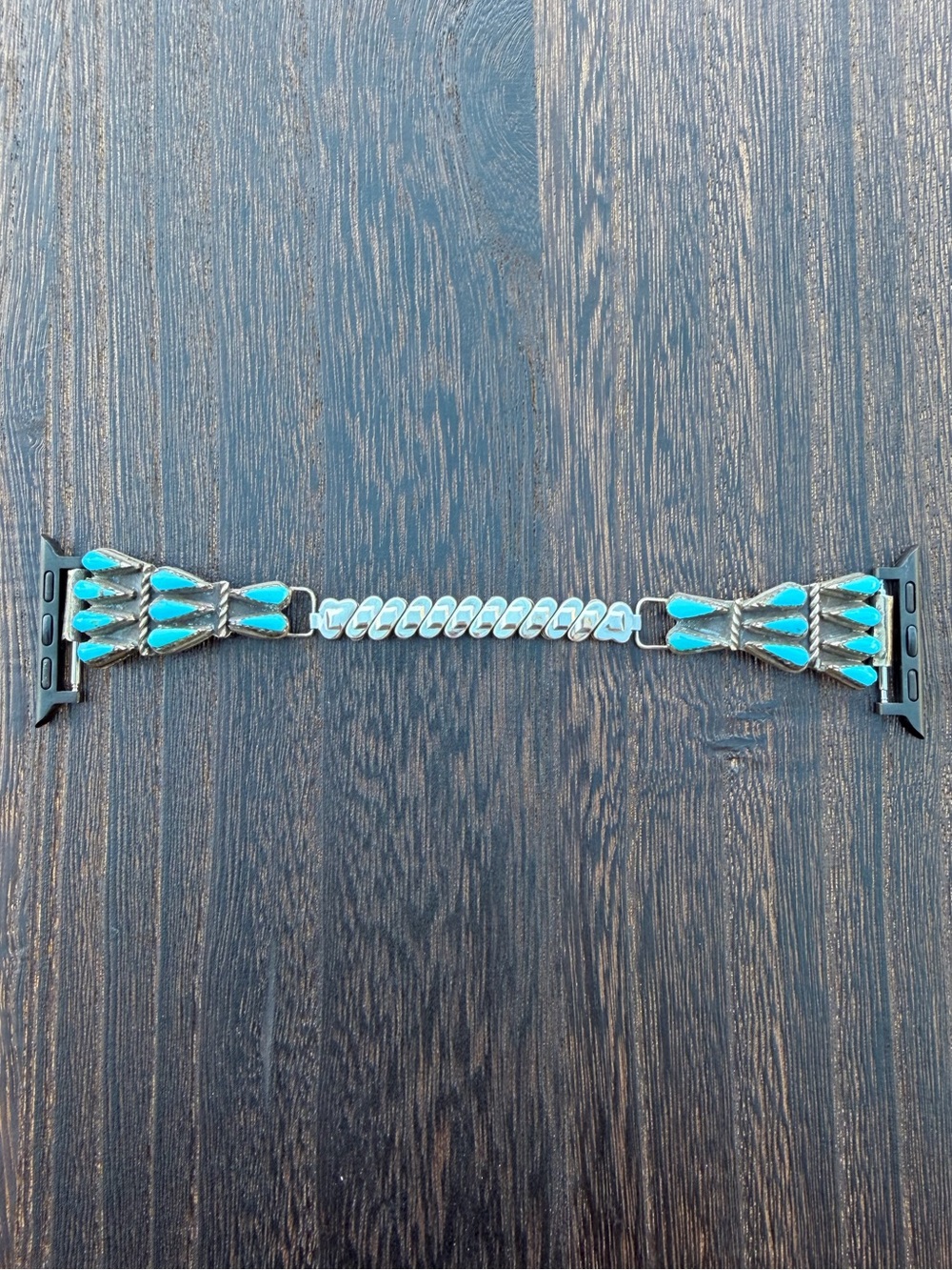 Vintage Zuni Handmade Teardrop Turquoise  Apple Watch Band Watch Tips.